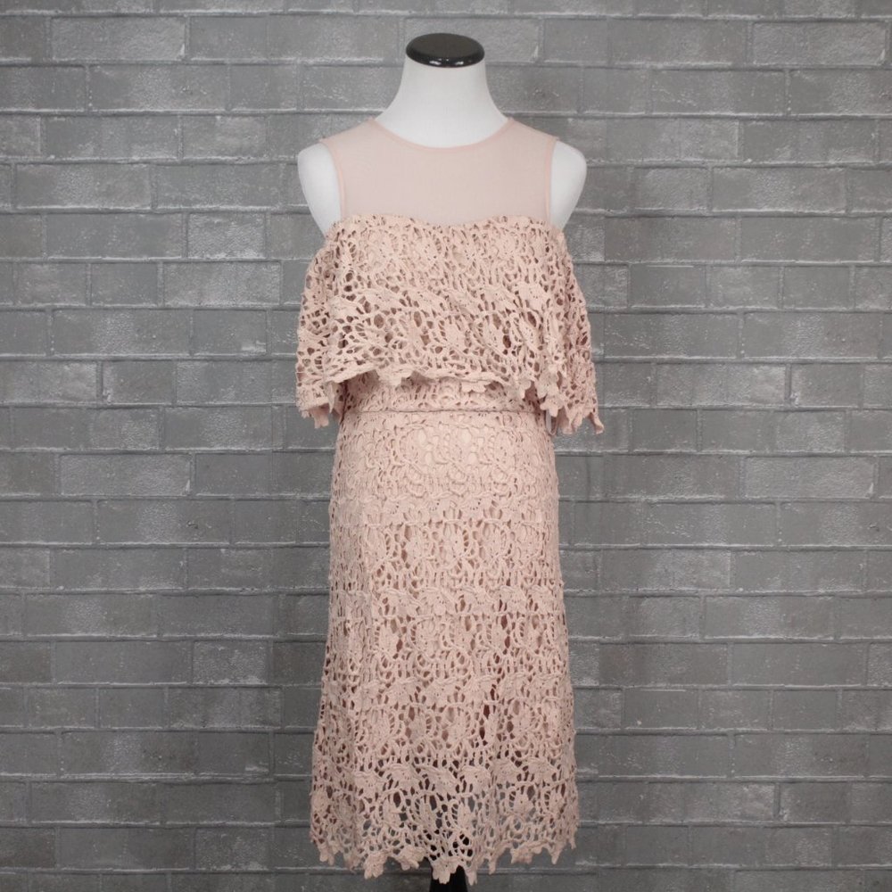 Revolve J.O.A. Blush Pink Crochet Lace Dress S NWOT
